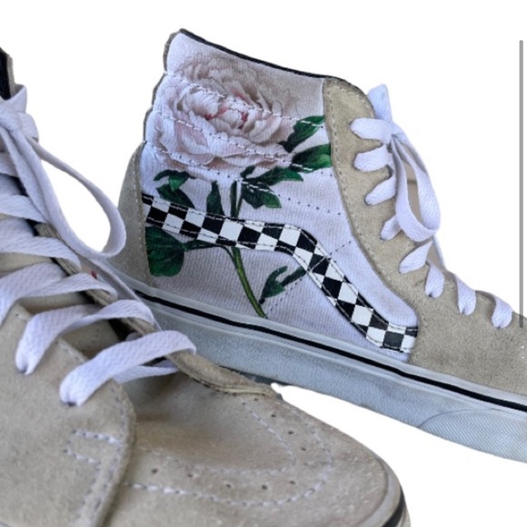 VANS Sk8-Hi Checker Floral ivory Shoes - Picture 2 of 9